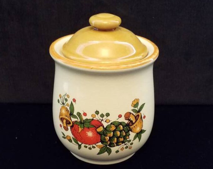 Small vintage mushroom and tomato canister jar.  Free Shipping