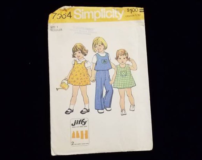 Vintage Simplicity girls dress, pants, and top sewing pattern toddler size 1