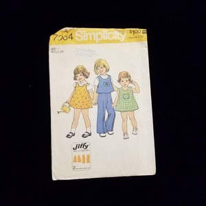 Vintage Simplicity girls dress, pants, and top sewing pattern toddler size 1