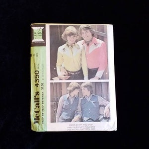 May include: A sewing pattern for a shirt and vest. The pattern is from McCall's and is number 4350. The pattern is for a step-by-step project and costs $1.50 in Canada.