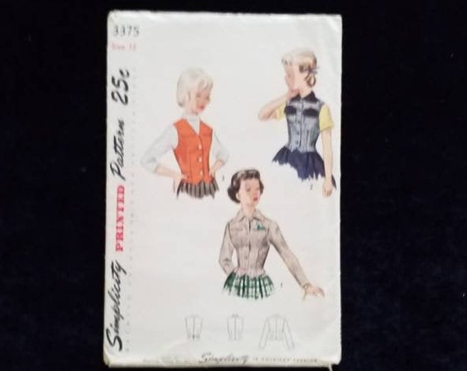 Vintage 1950's era Simplicity girls weskit and jacket sewing pattern