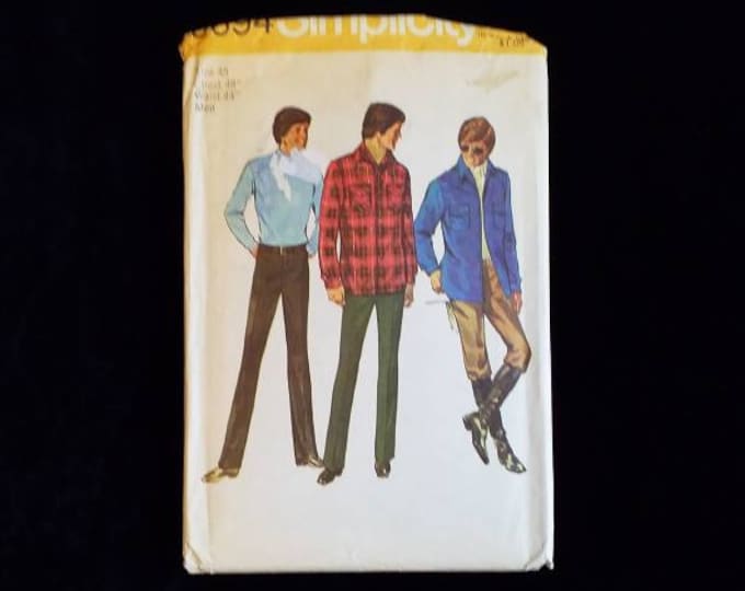 Vintage Simplicity 9694 Men's pants, and shirt jacket  sewing pattern. Size chest 48, waist 44. New Uncut