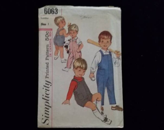 Vintage Simplicity child size 1 overall's and shortall's sewing pattern. Uncut