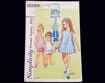 Vintage girls play clothes sewing pattern size 2