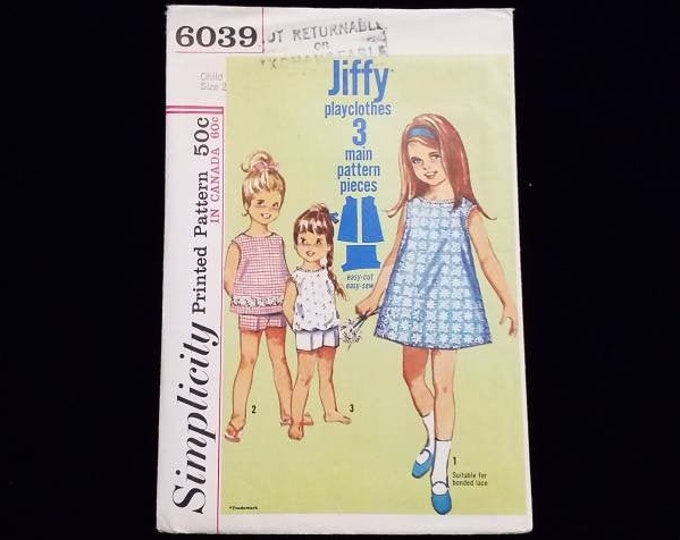 Vintage girls play clothes sewing pattern size 2