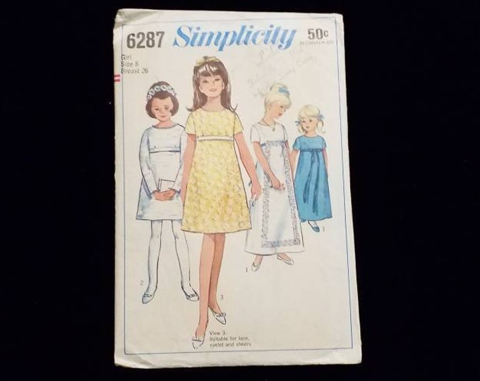 Vintage Simplicity girls size 8 formal dress sewing pattern