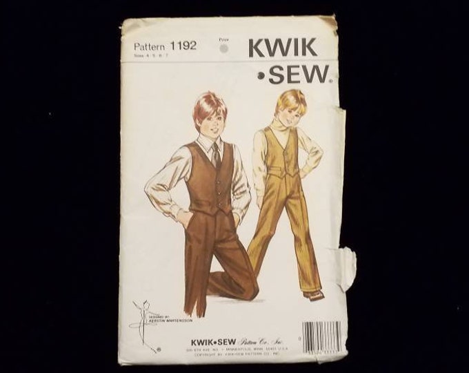Vintage Kwik Sew Boys Pants sewing pattern size 4-5-6-7