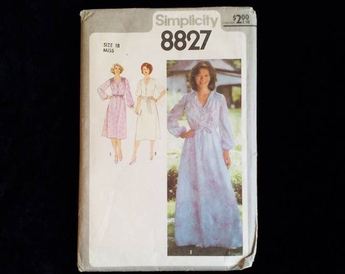 Vintage Simplicity 8827 ladies dress sewing pattern.  Uncut. Size 18