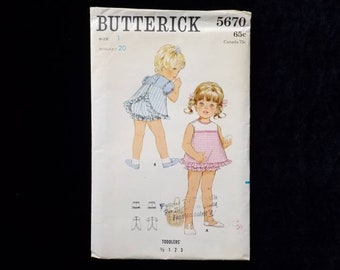 Vintage Butterick girls size 1 dress and bloomers sewing pattern