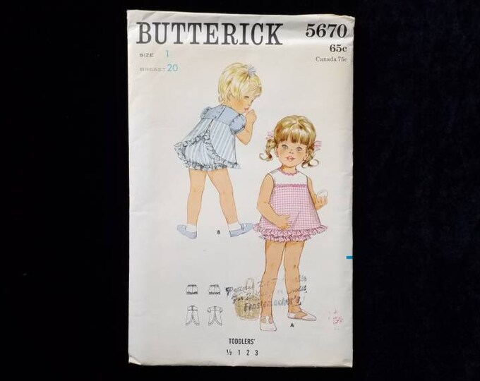 Vintage Butterick girls size 1 dress and bloomers sewing pattern