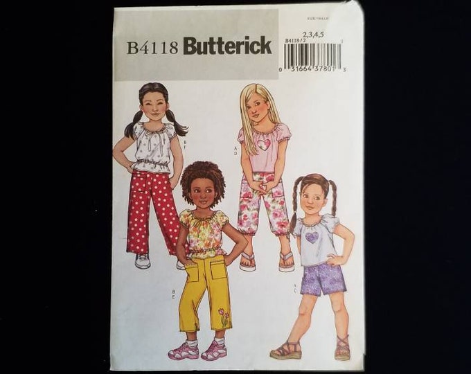 Butterick B4118  Child size top and summer pants sewing pattern.  New Uncut sewing pattern.