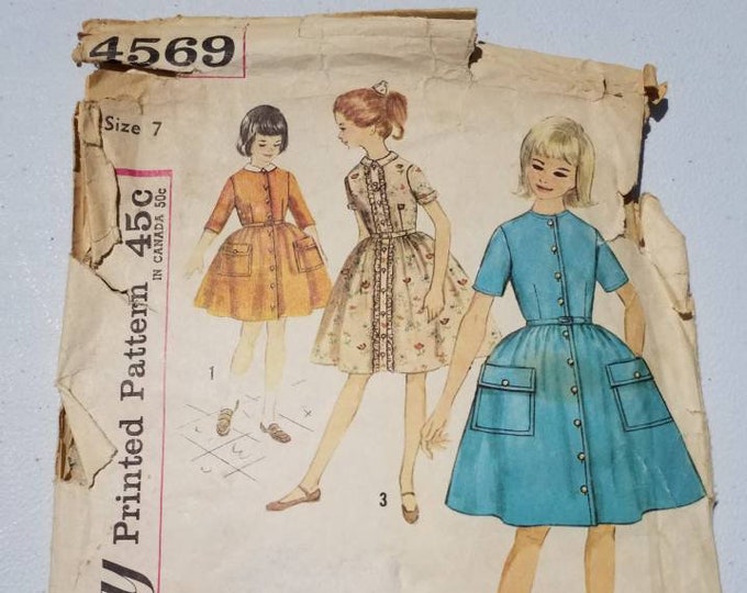 1950's vintage Simplicity 4569 size 7 dress pattern