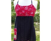 Patchwork festival hippy apron style shirt. Size S M. Cowboy western bandana fabric. free shipping