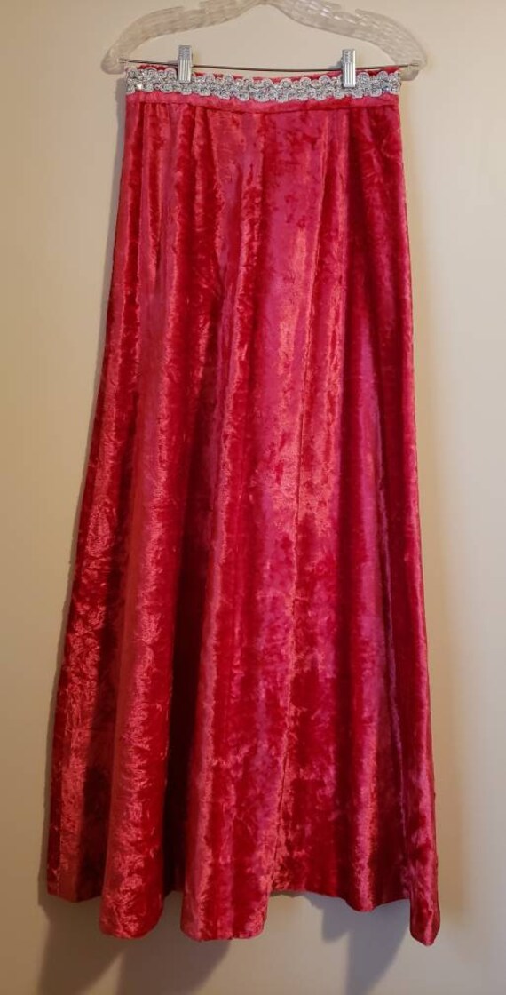 Vintage 1970's psychadelic red crushed velvet  fl… - image 5