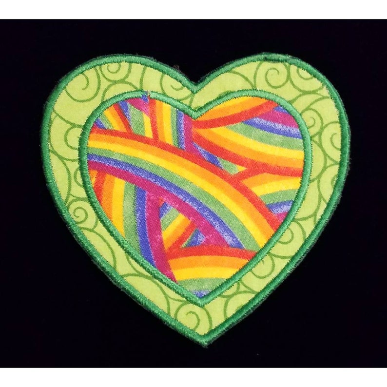 handmade love wins iron-on One of a kind rainbow pride heart patch