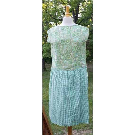 Vintage Green Gingham Handmade House Dress - Etsy