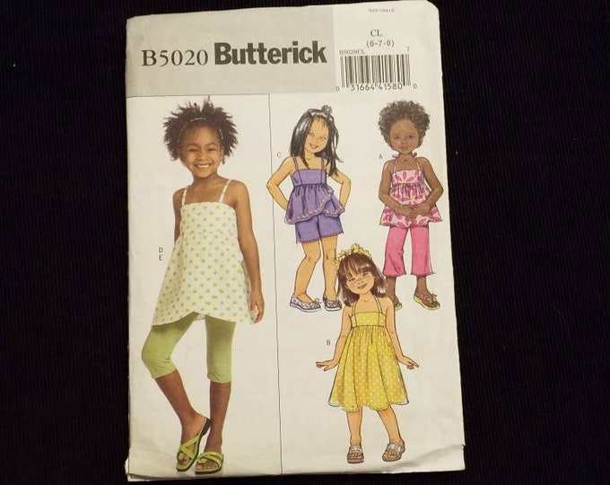 Butterick B5020 child size top and summer dress and pants sewing pattern.  New Uncut sewing pattern.