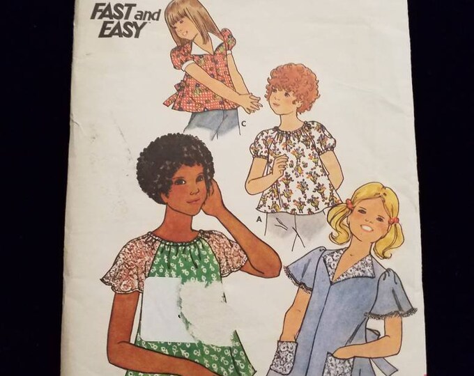 Vintage girls peasant top hippie boho style shirt pattern
