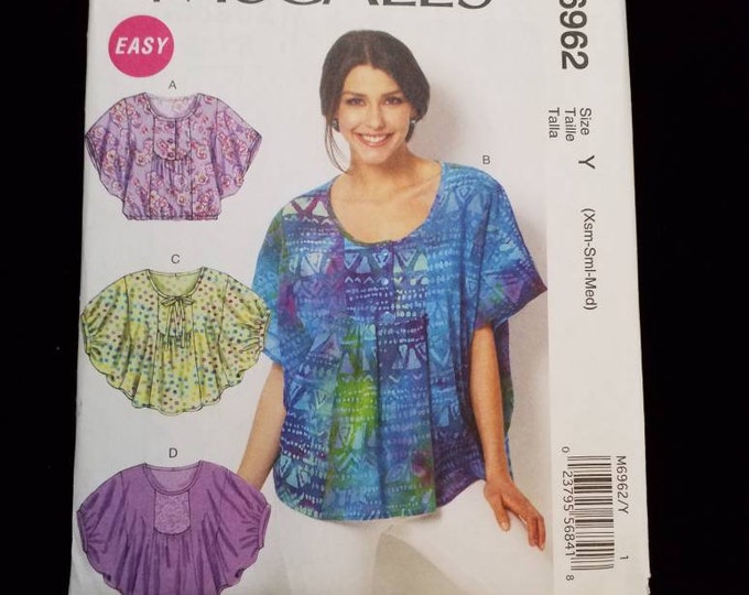 McCall's M6962 casual summer shirt with flare sleeves sewing pattern.    New