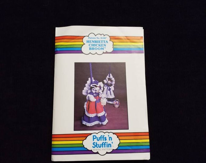 Puffs 'n Stuffin' Henrietta Chicken Broom sewing pattern.  New uncut vintage sewing pattern.