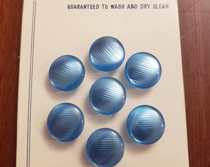 Vintage button card with shiny blue pearl buttons