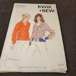 Vintage Kwik Sew 559 Ladies knit jacket sewing pattern. NIP uncut