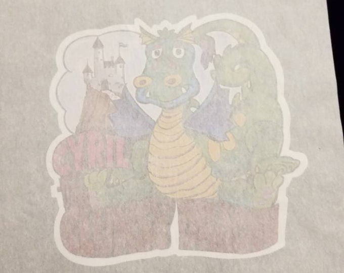 Vintage 1980's era Cyril The Clumsy Dragon iron-on t-shirt transfer pattern