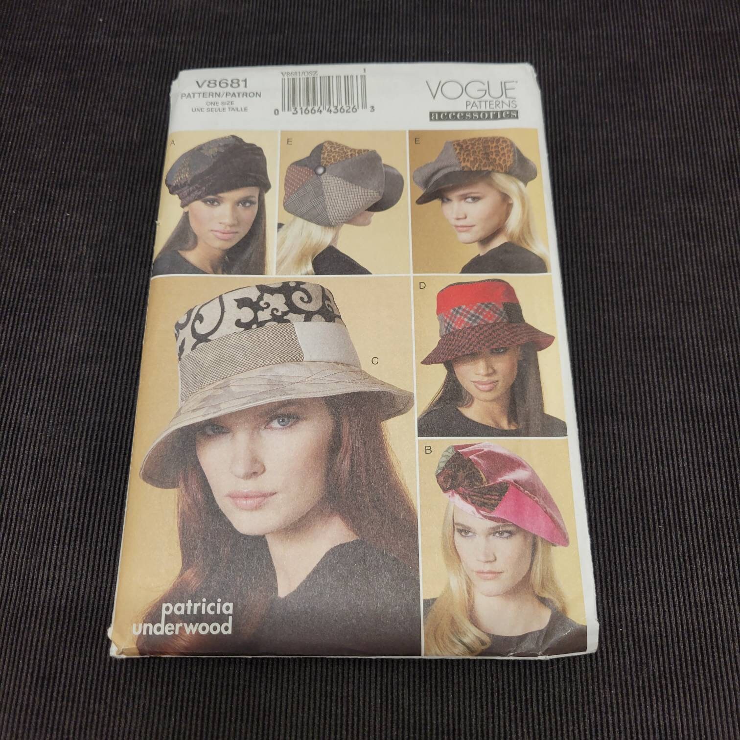 Patchwork Hat Pattern Vogue V8681 Patchwork Hat Sewing Pattern. New.