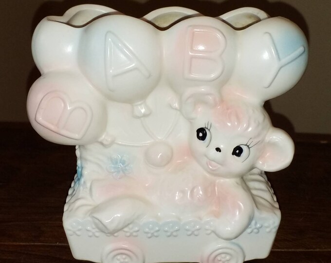 Vintage baby planter with bear and balloons
