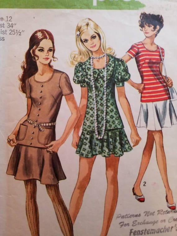 Vintage Simplicity Mini Dress Pattern - Etsy