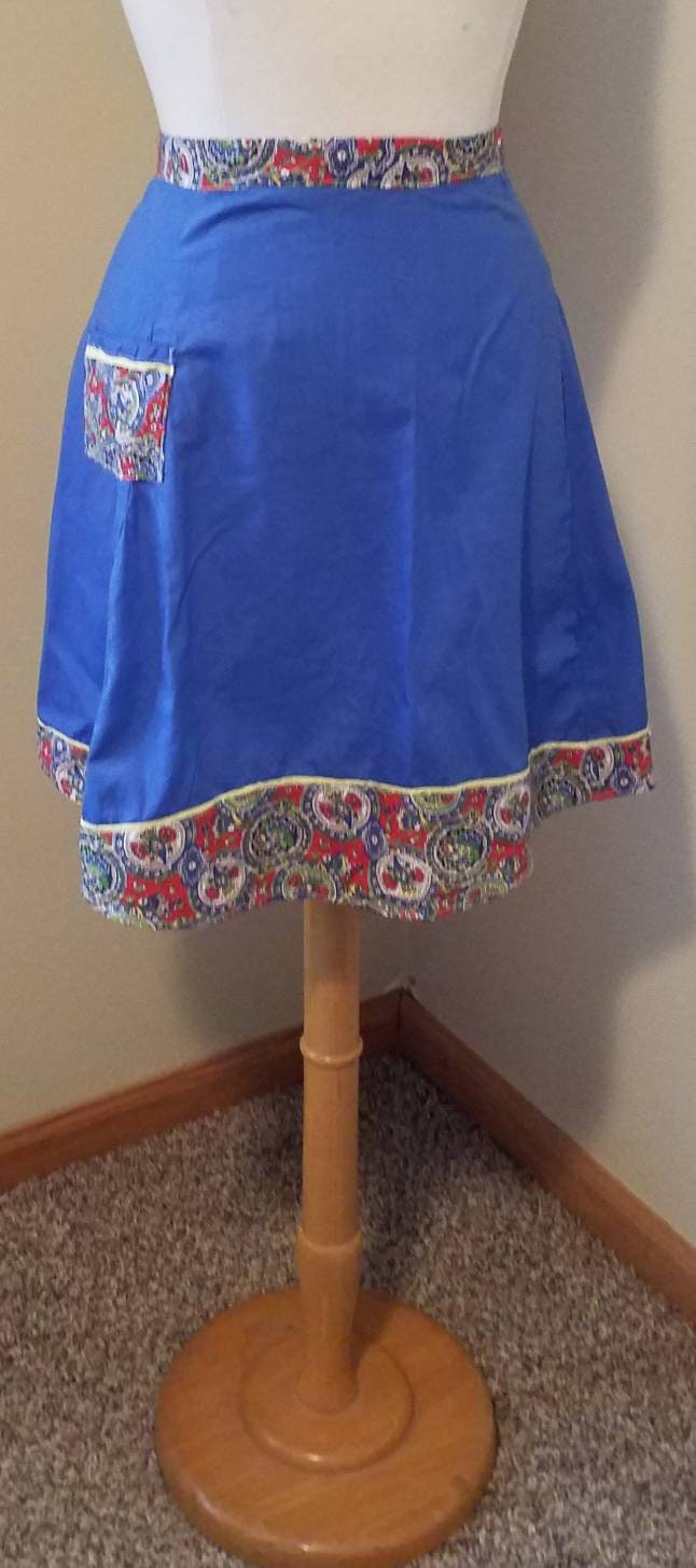 Vintage Blue and Red Paisley Half Hostess Apron - Etsy