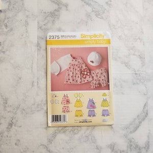 Simplicity 2375 infant outfit sewing pattern.  Simply Baby.  New uncut sewing pattern