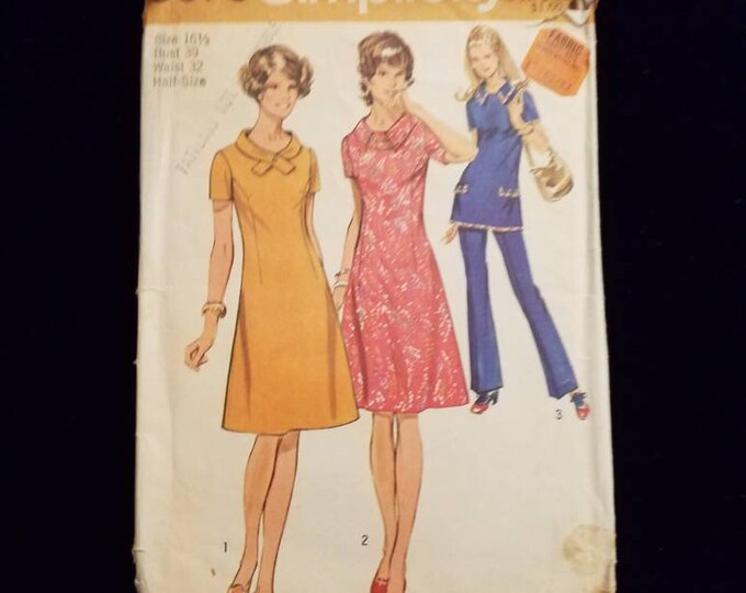 Vintage Simplicity shirt dress or tunic sewing pattern.