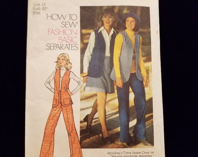 Vintage Simplicity vest and pants sewing pattern size 18.