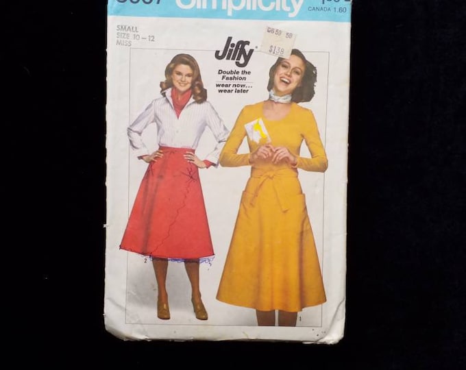 Misses' Jiffy Simplicity wrap around skirt sewing pattern size small 10-12 Miss