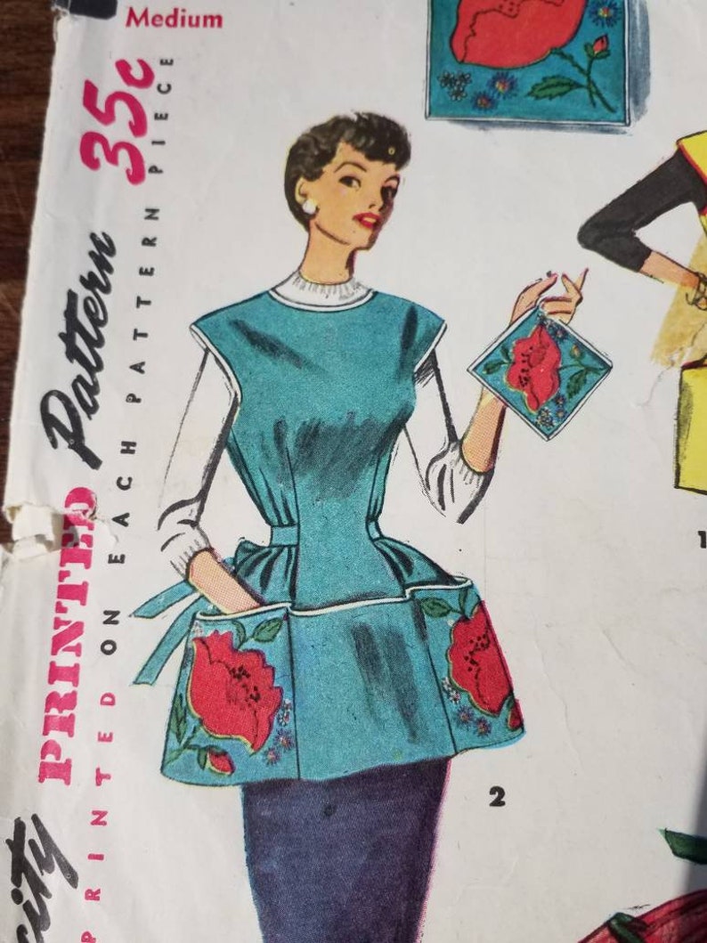 Vintage Full Apron Sewing Pattern With Poppy Applique - Etsy
