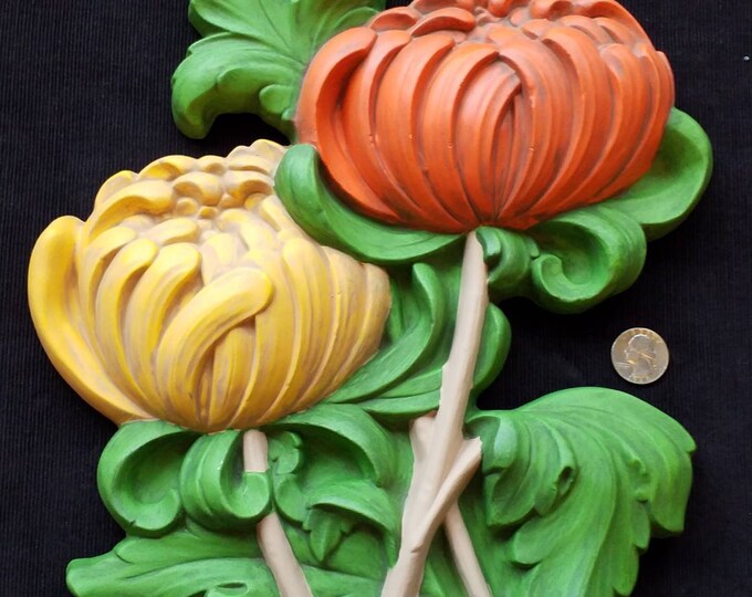 Vintage Ceramic Wall Decor Flowers Hand Painted 1976 Etsy