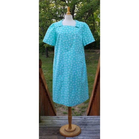 Vintage Plus Size Mama Dress. Aqua Vintage Fabric. Free Shipping. - Etsy