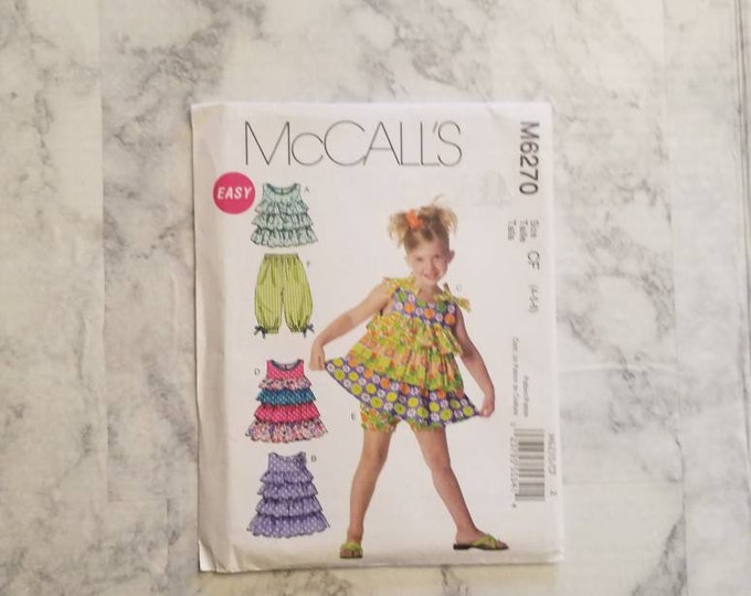 McCall's M6270 girls' summer time peasant dress and shirt  sewing pattern.  New