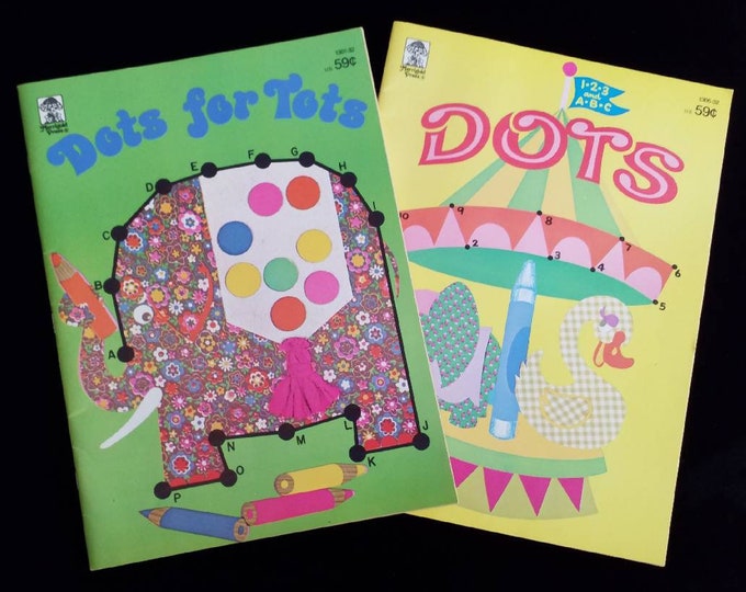 2 vintage 1970's era dot to dot coloring books