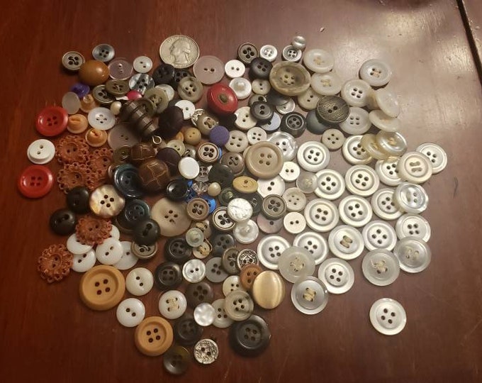 Vintage white button lot with 175 various buttons