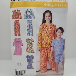 Simplicity 1575 Easy to sew child's pajamas sewing pattern. size 3, 4, 5,6