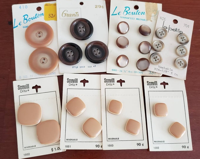 Brown and tan vintage button lot
