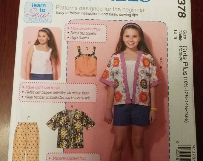 McCall's tween girls plus sewing pattern jacket, pants, shorts, tank top