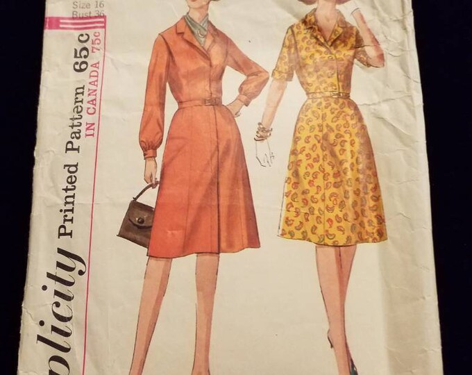 Vintage Simplicity 6194 one piece dress pattern. Size 16