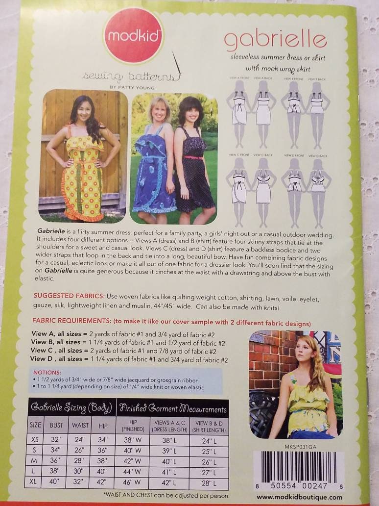 Modkid Gabrielle Womens' Dress Pattern - Etsy
