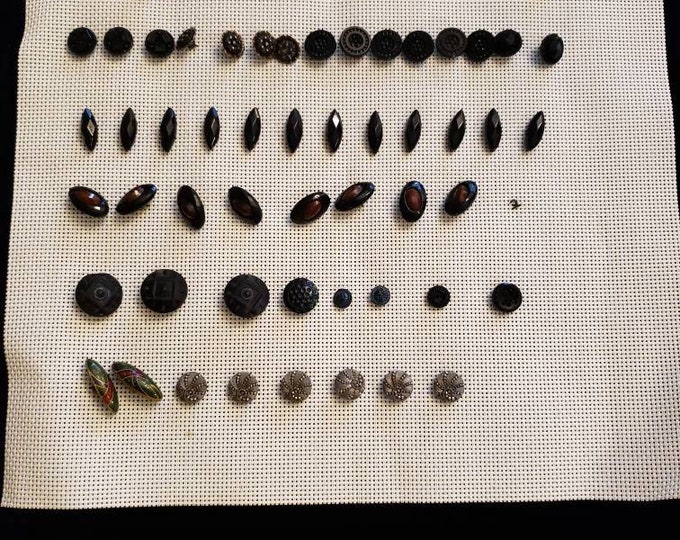 vintage button lot black buttons glass buttons enamel buttons