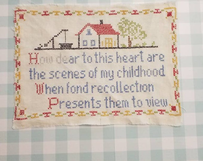 Vintage embroidery sampler.    Free Shipping
