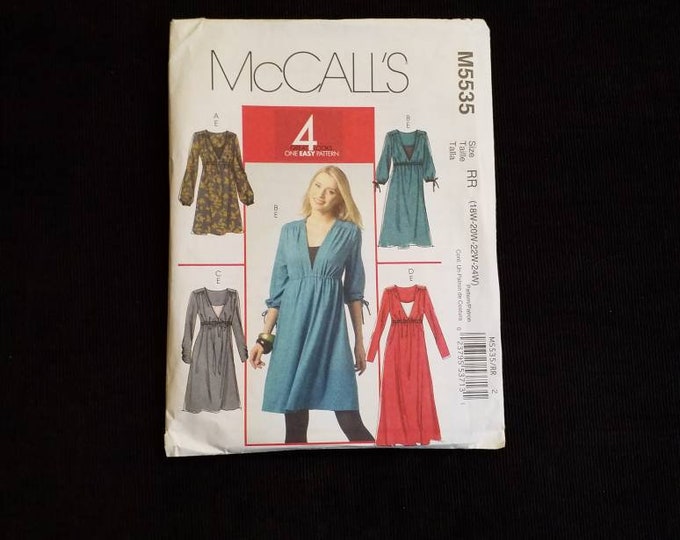 McCall's M5535 knit tunic sewing pattern.  Plus size. Dress pattern. New