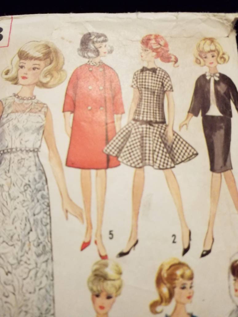 Simplicity 6208 Vintage Fashion Wardrobe Doll Style Clothing
